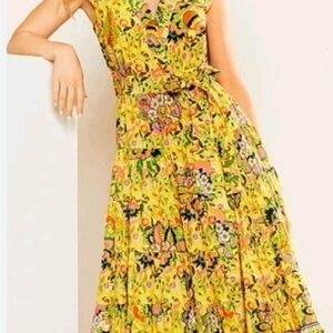 Gibson Latimer Yellow Floral V-Neck Wrap Tiered Dress